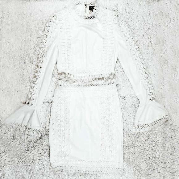 ⚡White Lace Crochet 2 Piece Coord Set - Picture 3 of 8